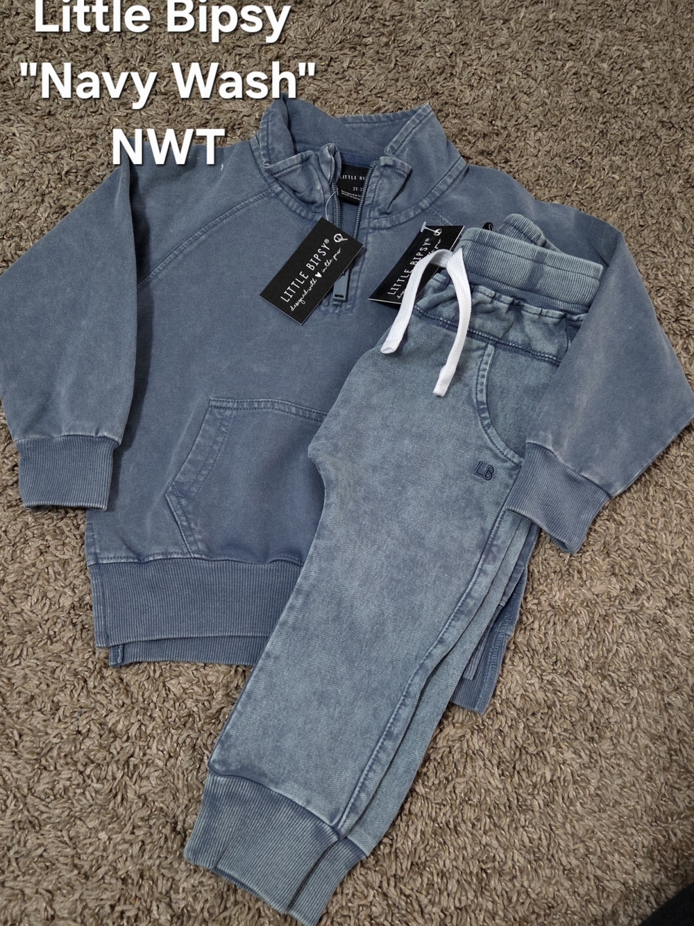 Little Bipsy 2T-3TNavy Wash Pullover & Jogger Set NWT